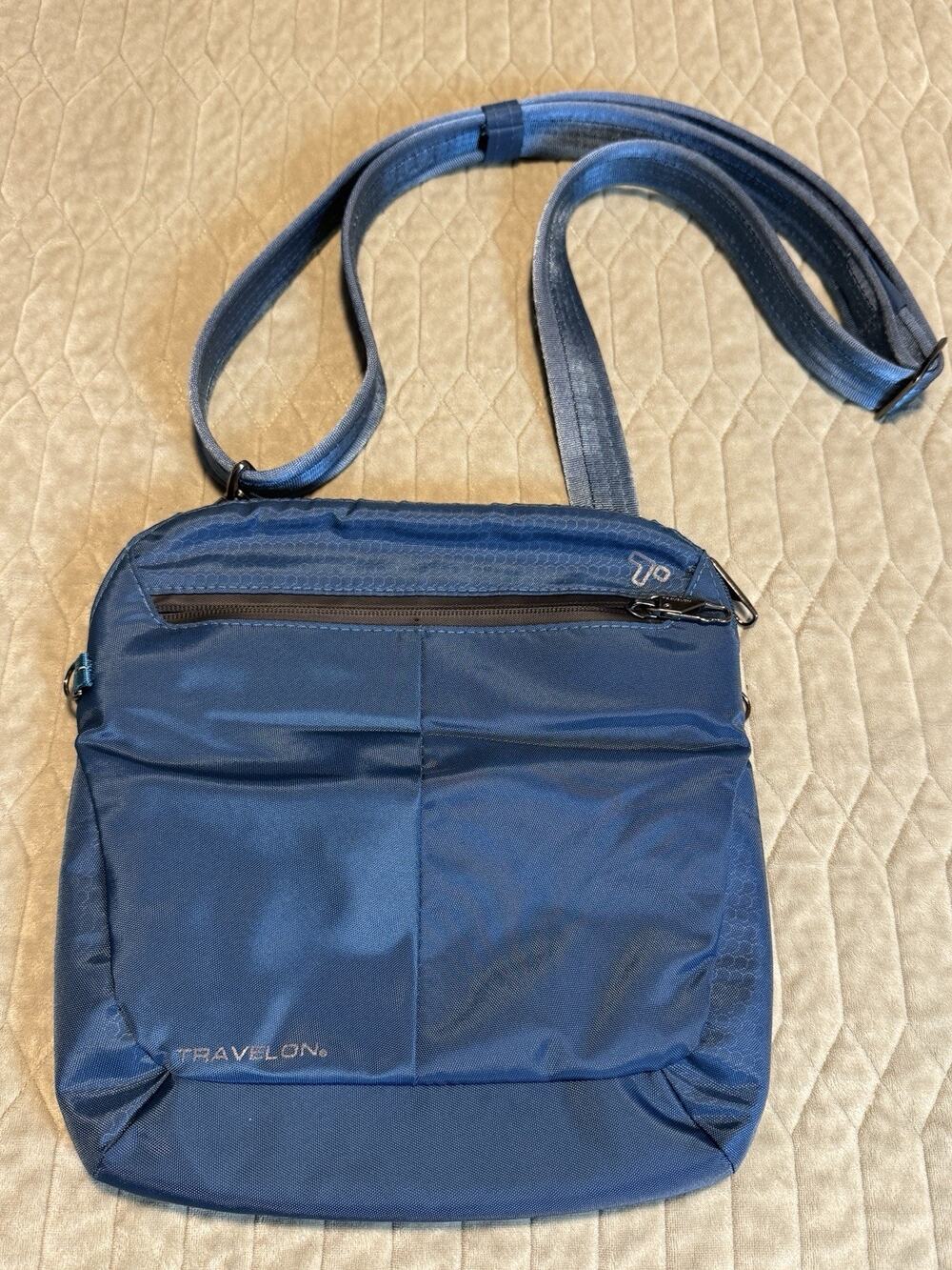 Travelon Anti-Theft Navy Crossbody Bag Zip Closure Adjustable Strap Medium
